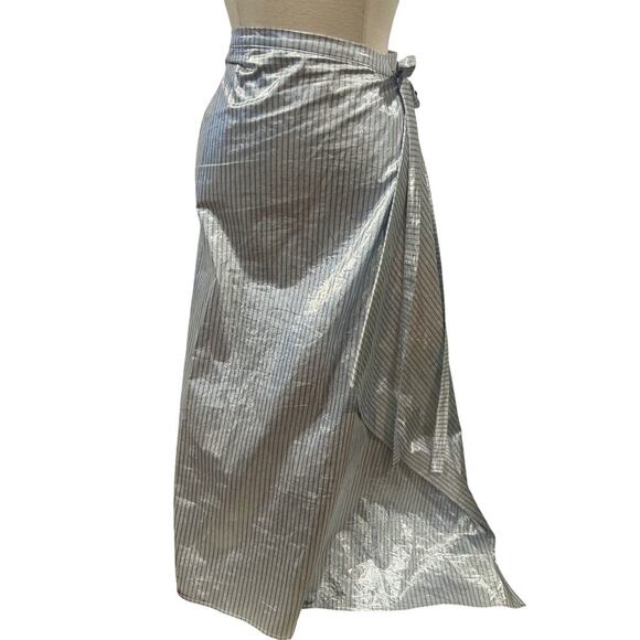 Womens COS Metallic Striped Wrap Skirt Size 12 - Picture 4 of 10